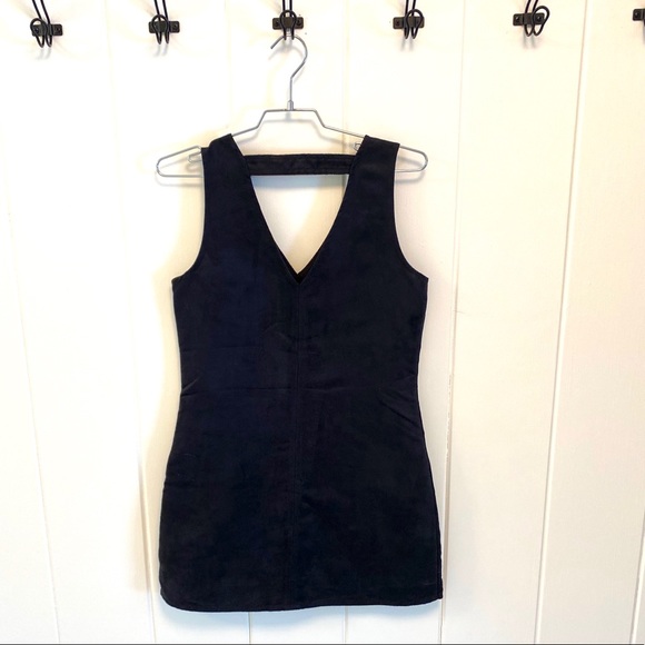 🌻 Suede Nordstrom 5/48 faux leather black jumper mini dress - Picture 8 of 14